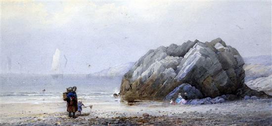 William Marks, watercolour  Coastal landscape with figures(-)